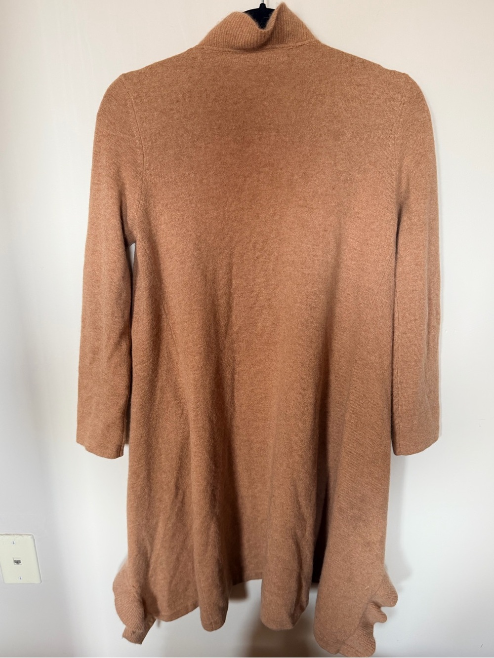 Kenar cashmere long brown ruffle duster cardigan size S - Picture 3 of 3